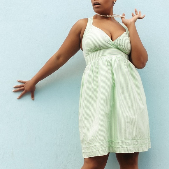 Green Striped Summer Dress - Picture 1 of 3